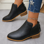 VStep™ Women’s Low-Heel Ankle Boots – Easy Zip & Everyday Style
