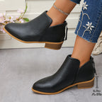 VStep™ Women’s Low-Heel Ankle Boots – Easy Zip & Everyday Style
