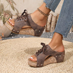 WillowWalk™ Comfort Wedge Sandals – Adjustable Lace-Up Fit For All-Day Walking