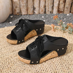 WillowWalk™ Comfort Wedge Sandals – Adjustable Lace-Up Fit For All-Day Walking