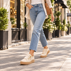 Chic Woven Side-Zip Platform Sneakers for Women