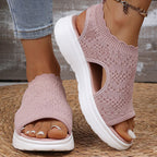 Women's Breathable Knit Platform Sandals Cushioned Sole
