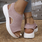 Women's Breathable Knit Platform Sandals Cushioned Sole