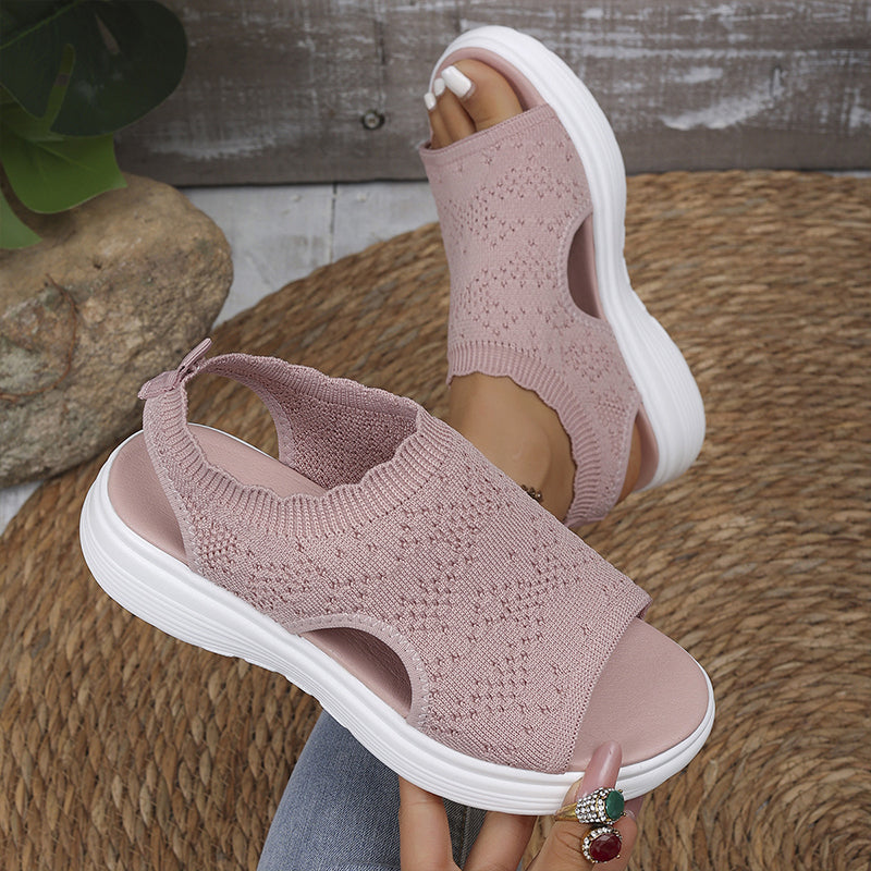 Women's Breathable Knit Platform Sandals Cushioned Sole