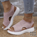 Women's Breathable Knit Platform Sandals Cushioned Sole