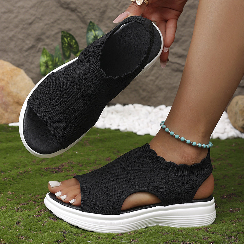Women's Breathable Knit Platform Sandals Cushioned Sole
