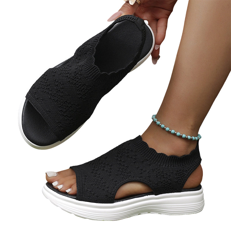 Women's Breathable Knit Platform Sandals Cushioned Sole