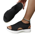 Women's Breathable Knit Platform Sandals Cushioned Sole