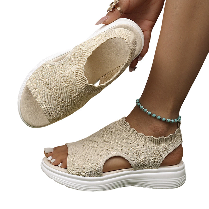 Women's Breathable Knit Platform Sandals Cushioned Sole
