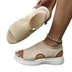 Women's Breathable Knit Platform Sandals Cushioned Sole