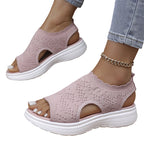 Women's Breathable Knit Platform Sandals Cushioned Sole
